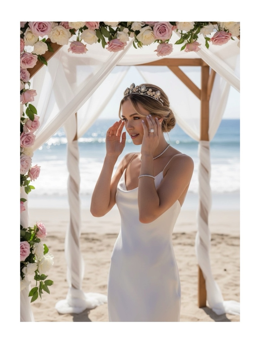 Vintage: Mari Elena ᪥ Moonstone Floral Swarovski Crystal Bridal Tiara ᪥ Luxury - Picture 15 of 16